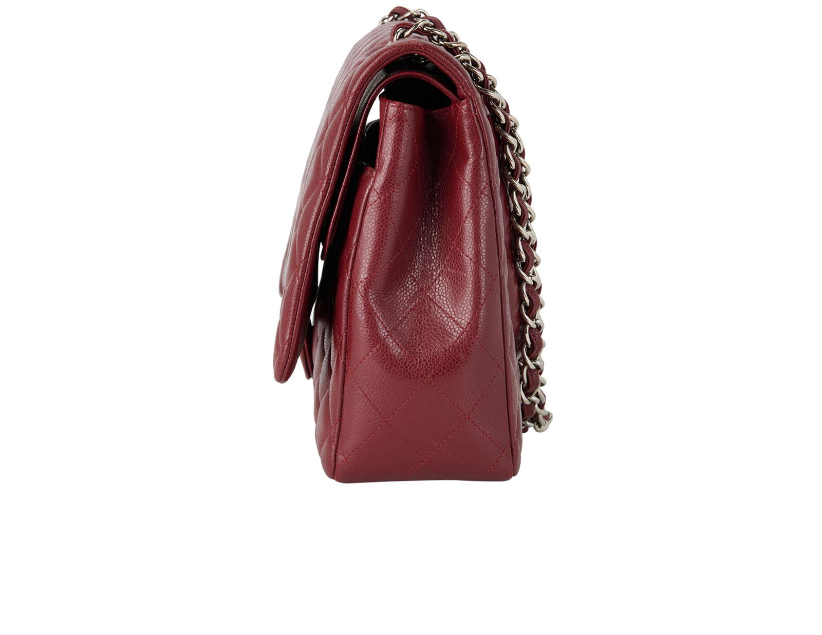 Maxi Classic Double Flap, &pound;4,500, Handbags, Burgundy, Caviar Leather, Bottom view
